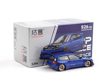 Load image into Gallery viewer, Poprace 1:64 Blue Civic EG6 Pandem Hoodless Sports Model Diecast Metal Car New Collection

