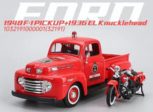 Load image into Gallery viewer, Maisto 1:24 1936 EL Knucklehead 1948 F1 Pickup Truck Motorcycle Model Metal
