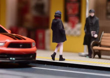 Load image into Gallery viewer, 1:64 Painted Figure Model Miniature Resin Diorama Black Coat Girl Scarf Lady

