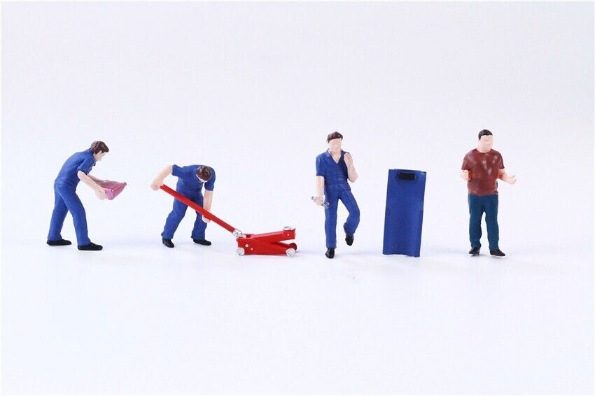 1:64 Painted Figure Mini Model Miniature Resin Diorama Car Garage Repairman Set