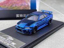 Load image into Gallery viewer, Fuji 1:64 Blue Carbon Skyline GTR R34 Nismo Z-Tune Model Diecast Metal Car
