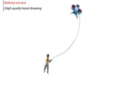 Load image into Gallery viewer, 1:64 Painted Figure Mini Model Miniature Resin Diorama Kite Flying Set Boy Kid

