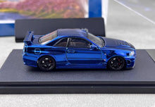 Load image into Gallery viewer, Fuji 1:64 Blue Carbon Skyline GTR R34 Nismo Z-Tune Model Diecast Metal Car
