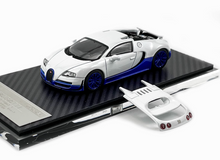 Load image into Gallery viewer, Mortal 1:64 White Blue 2010 Veyron Super Sports Model Diecast Metal Car New Collection
