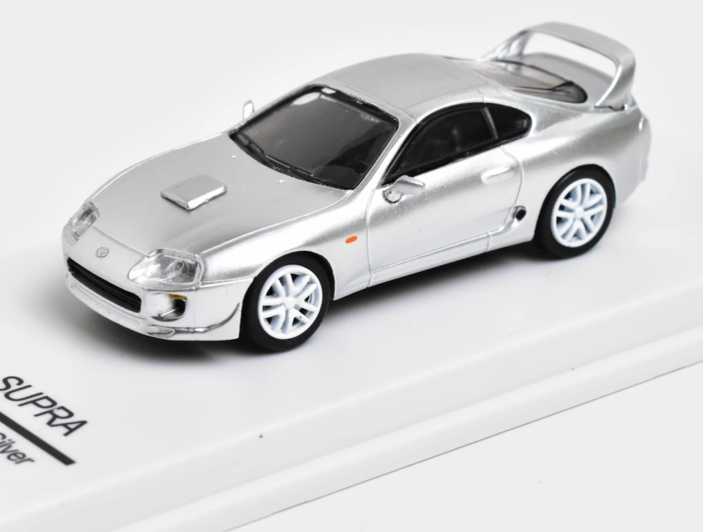 BBS 1:64 Silver JDM Supra A80 Coupe Racing Sports Model Diecast Metal Car New Collection