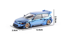 Load image into Gallery viewer, Poprace 1:64 Plating Blue Civic EG6 Pandem Sports Model Diecast Metal Car New Collection
