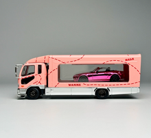 Load image into Gallery viewer, GCD 1:64 Pink Fuso Fighter Trailer Truck MX5 Sport Model Diecast Metal Car New Collection
