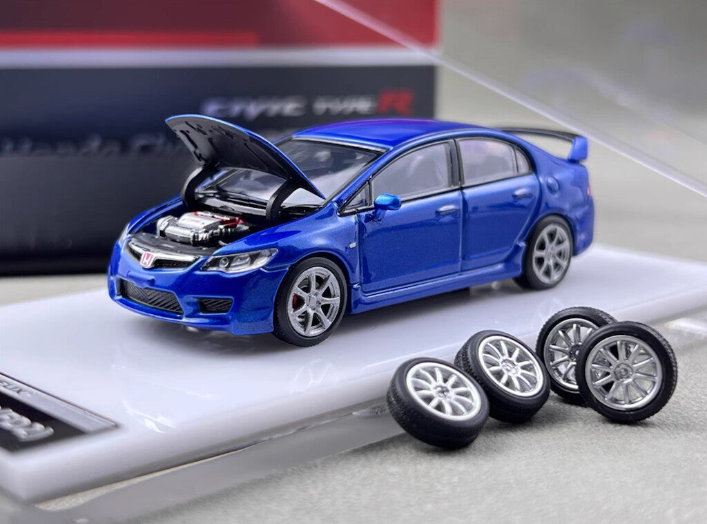 MH 1:64 Blue JDM Civic Type R FD2 Racing Sports Model Diecast Metal Car BN