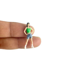 Load image into Gallery viewer, 1:64 Painted Figure Model Miniature Resin Diorama Sand Trendy Girl Denim Bib Toy

