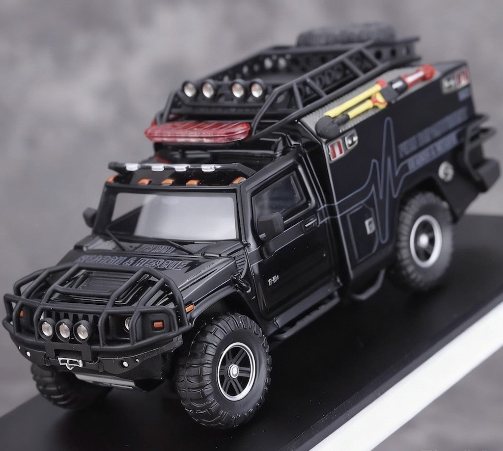 Dep Rescue Box MK 1:64 HEC Black H2 Fire Dep. Rescue Vehicle ORV Model Diecast Metal ...