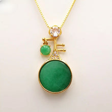 Load image into Gallery viewer, Nature Jade Green Pipa Pendant Necklace Gift Jewelry charm Blessing Lucky New
