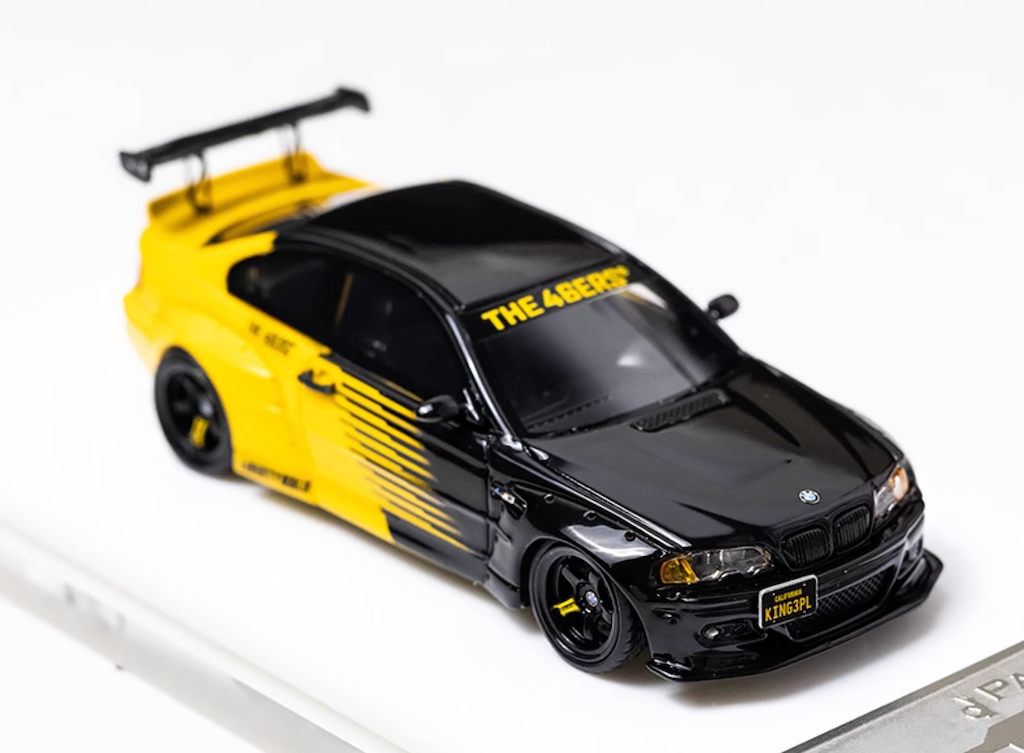 1:64 Black Yellow M3 E46 Pandem Coupe Sports Model Diecast Resin Car BN