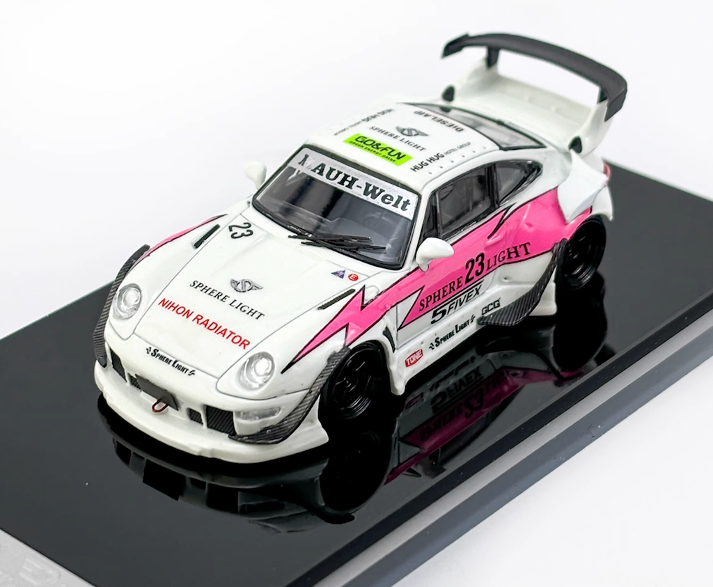 SW 1:64 Luminous Pink 911 RWB 993 #23 Racing Sport Model Diecast Metal Car New Collection