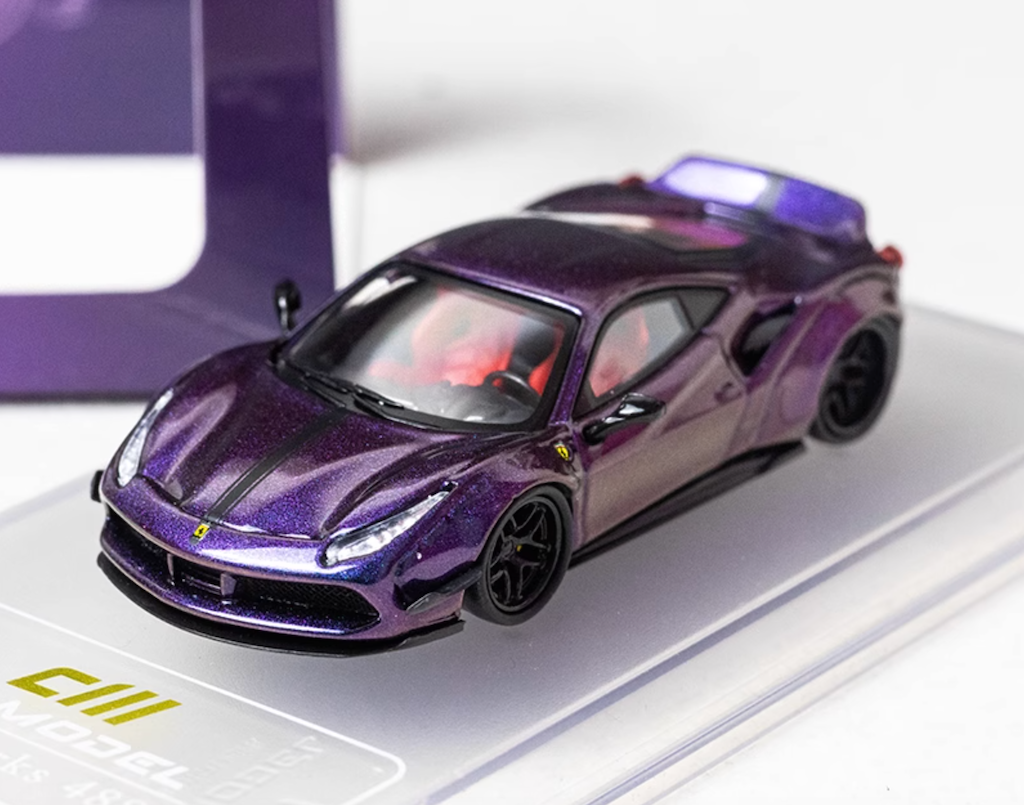 CM 1:64 Purple LB 488 Widebody Super Racing Sports Model Diecast Metal Car New Collection