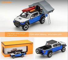 Load image into Gallery viewer, GCD 1:64 Blue Toyota Tacoma Pick Up Roof Tent Camping Truck Model Toy Metal Car BN
