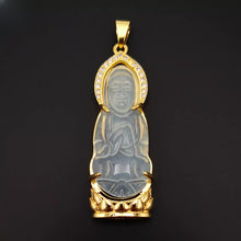 Load image into Gallery viewer, Nature Jade Guanyin Pendant Necklace Gift Jewelry charm Blessing Lucky white g
