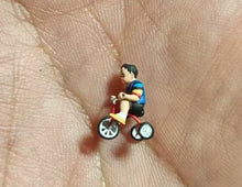 Load image into Gallery viewer, 1:64 Painted Figure Model Miniature Resin Sand Toy Cycling Kid Boy Bicycle Child
