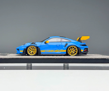 Load image into Gallery viewer, 1:64 HH Blue Gold Wheel 992.1 GT3 RS Sports Model Diecast Resin Car New Collection
