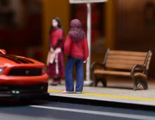 Load image into Gallery viewer, 1:64 Painted Figure Model Miniature Resin Diorama Lady in Red Casual Denim Woman
