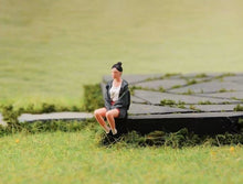 Load image into Gallery viewer, 1:64 Painted Figure Mini Model Miniature Resin Diorama Sitting Posture Girl Lady
