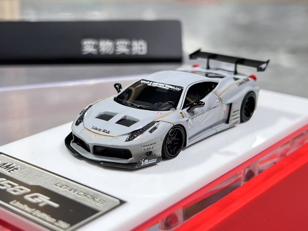 1:64 Matte Gray 458 GT LB Racing Sports Model Diecast Resin Car BN