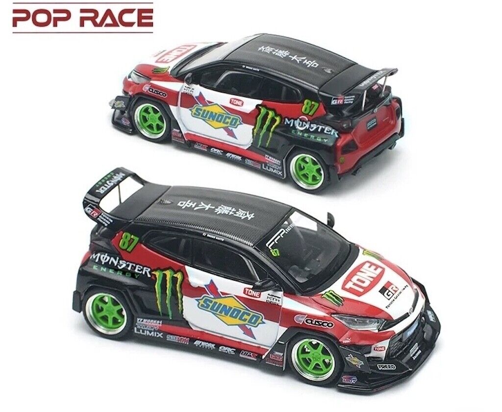 Poprace 1:64 JDM GR Yaris Pandem Racing Sports Model Diecast Metal Car New Collection