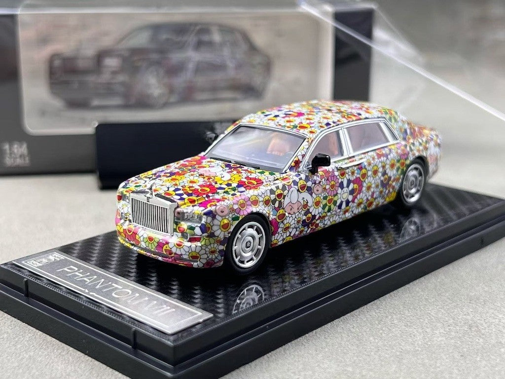 SW 1:64 Sunflower Phantom VII 7 Luxury Sedan Model Diecast Metal Car New Collection