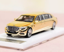 Load image into Gallery viewer, SH 1:64 Plating Gold Maybach S600 Pullman Limousine Model Diecast Metal Car
