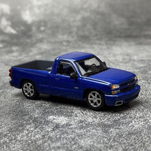 Load image into Gallery viewer, Para 1:64 Blue Silverado Single Cab Pickup Truck Model Diecast Metal Car New Collection
