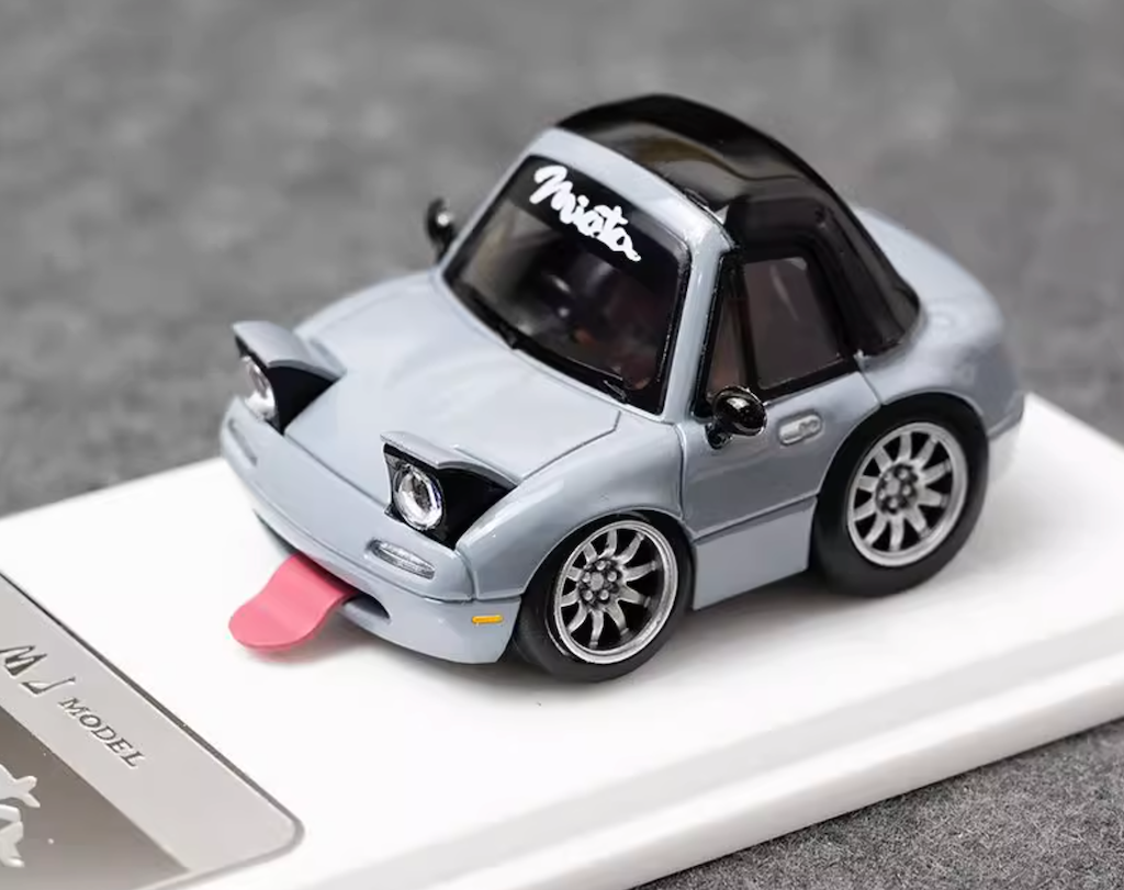 MJ 1:64 Gray Miata MX5 Mini Cute Q Type Sports Model Diecast Resin Car New Collection