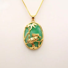 Load image into Gallery viewer, Nature Jade Bamboo Rabbie Pendant Necklace Gift Jewelry charm Blessing Lucky G
