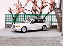 Load image into Gallery viewer, Mortal 1:64 White S124 E300 Wagon Roof Bike Model Diecast Metal Car New
