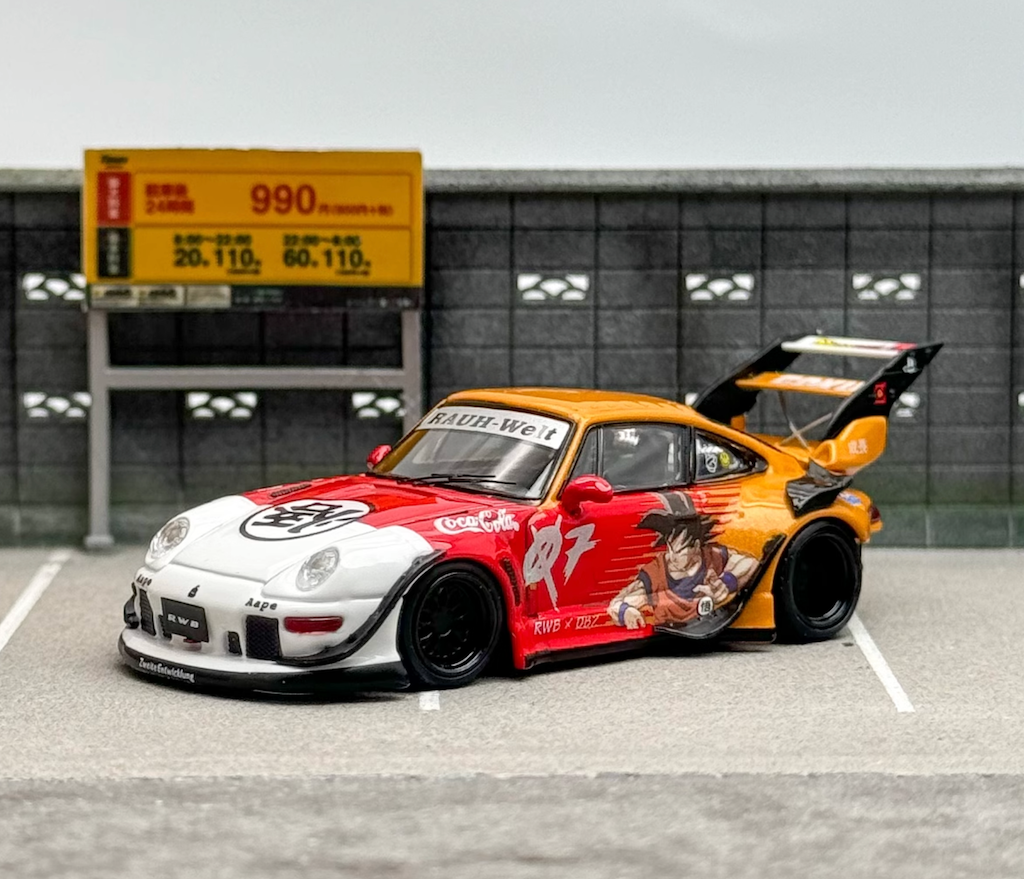 SW 1:64 Red Dragon Ball RWB 993 911 Racing Sports Model Diecast