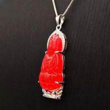 Load image into Gallery viewer, Nature Jade Guanyin Pendant Necklace Gift Jewelry charm Blessing Lucky New Red S
