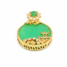 Load image into Gallery viewer, Nature Jade Pavilion View Pendant Necklace Gift Jewelry charm Blessing Fortune g
