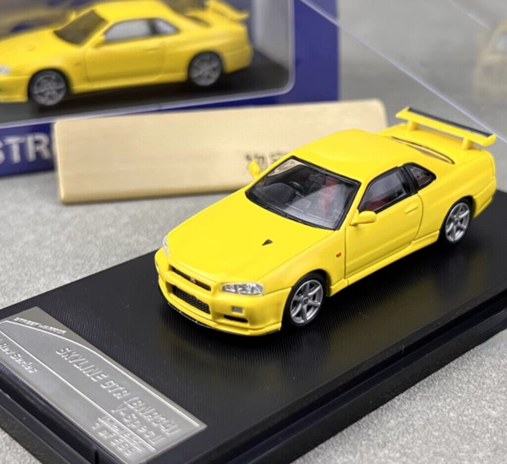 SW 1:64 JDM Yellow GTR R34 V-SPEC-II Racing Sports Model Diecast Metal Car New