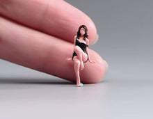 Load image into Gallery viewer, 1:64 Painted Figure Model Miniature Resin Diorama Sand Toy Black Dress Girl Sexy
