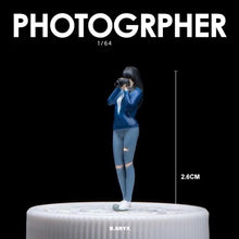 Load image into Gallery viewer, 1:64 Painted Figure Mini Model Miniature Car Scenes Resin Toy Photographer Girl
