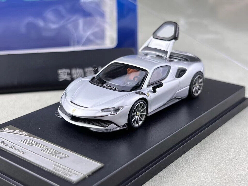 SH 1:64 Silver Novitec SF90 Hard Top Racing Sports Model Diecast Metal Car New Collection