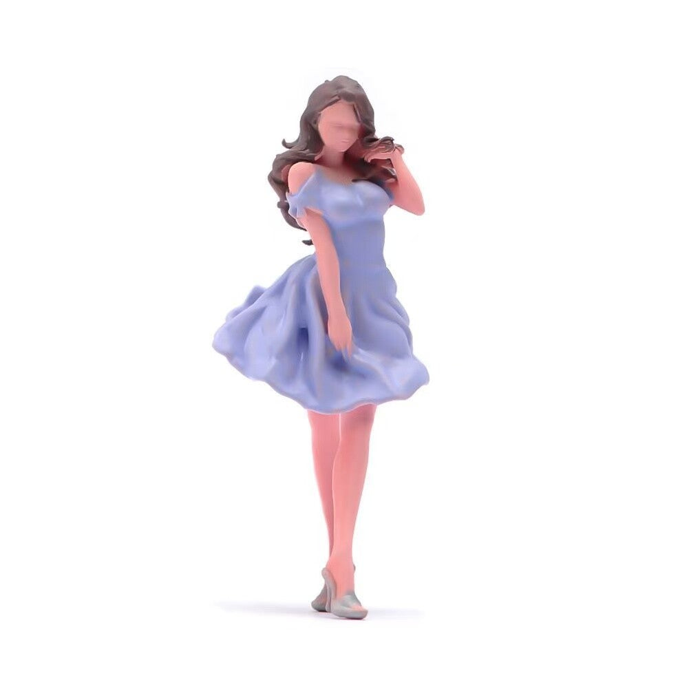1:64 Painted Figure Mini Model Miniature Resin Diorama Sand Purple Dress Lady