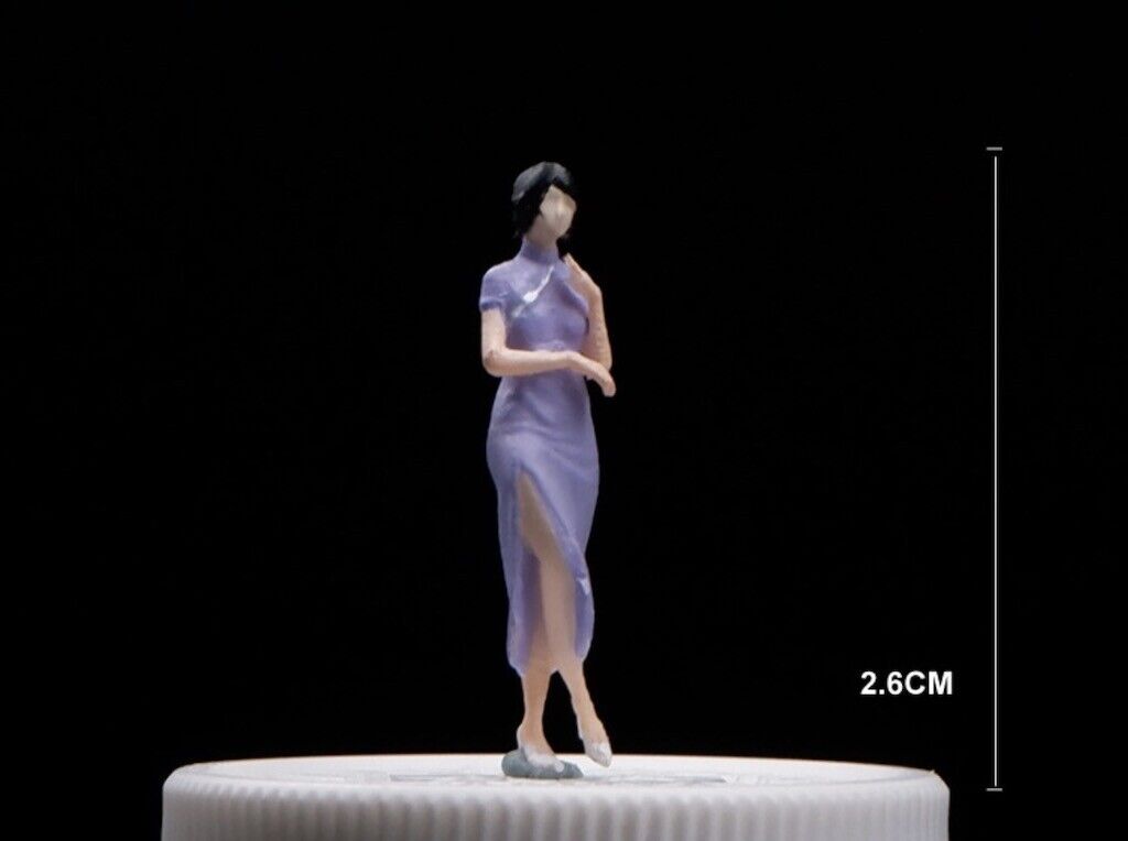 1:64 Painted Figure Mini Model Miniature Car Scenes Resin Toy Chi-Pao Lady Girl