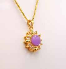 Load image into Gallery viewer, Nature Jade Sun Flower Purple Pendant Necklace Gift Jewelry charm Blessing Luck
