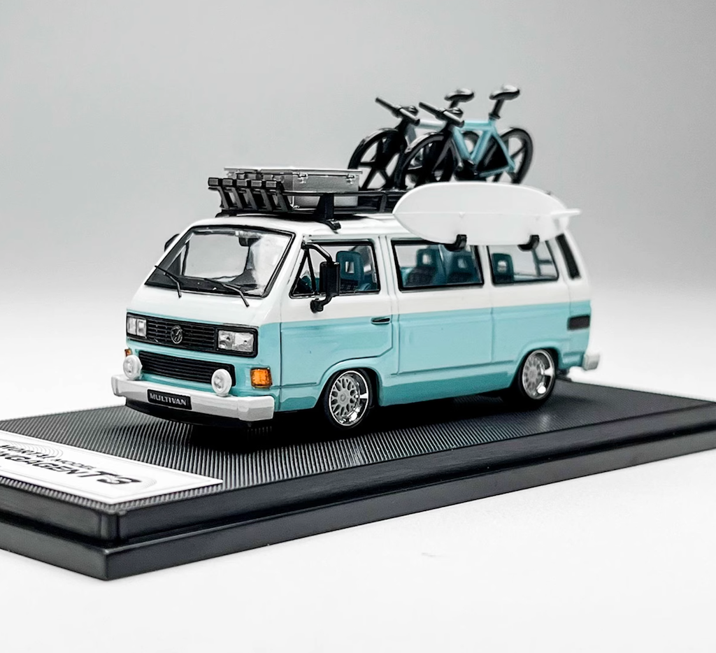 Mortal 1:64 Blue VW T3 Multi Mini Van Camper Sport Model Diecast Metal Car New Collection