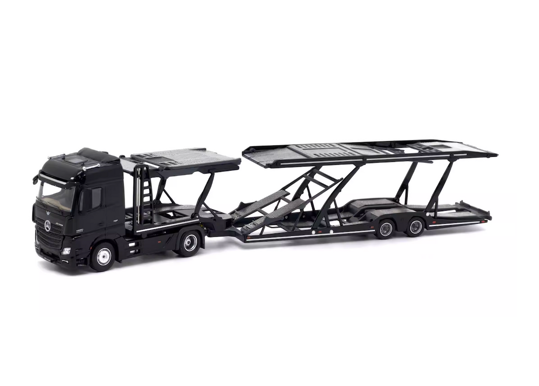 1:64 Black Benz Actros Gigaspace Semi Trailer Truck Model Diecast Metal Car