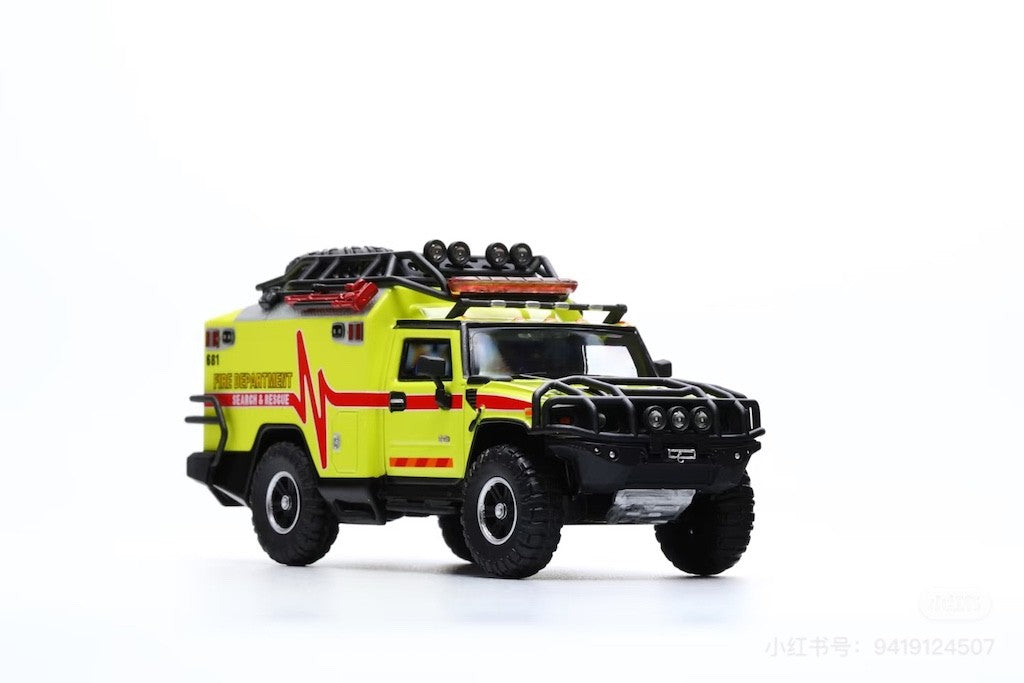 MK 1:64 APA H2 Ambulance Fire Dep. Rescue Vehicle Model Diecast Metal Car New Collection