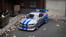 Load image into Gallery viewer, FH 1:64 FNF JDM Silver Skyline GTR R34 Sports Model Diecast Metal Car New Collection
