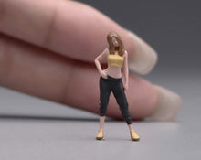 Load image into Gallery viewer, 1:64 Painted Figure Model Miniature Resin Sand Beauty Girl Sporty Yellow Top
