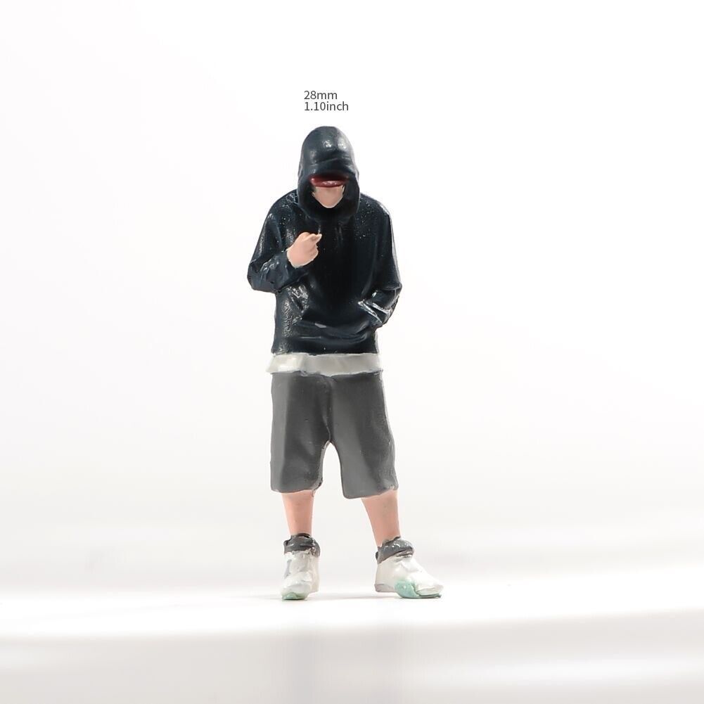 1:64 Painted Figure Model Miniature Resin Diorama Sand Toy Hooded hoodie Man Boy New