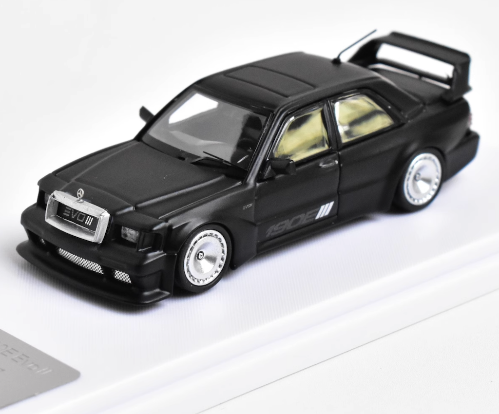 BSC 1:64 Black 190E EVO II W201 Sedan Sports Model Diecast Metal Car New Collection