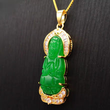 Load image into Gallery viewer, Nature Jade Guanyin Pendant Necklace Gift Jewelry charm Blessing Fortune New ee
